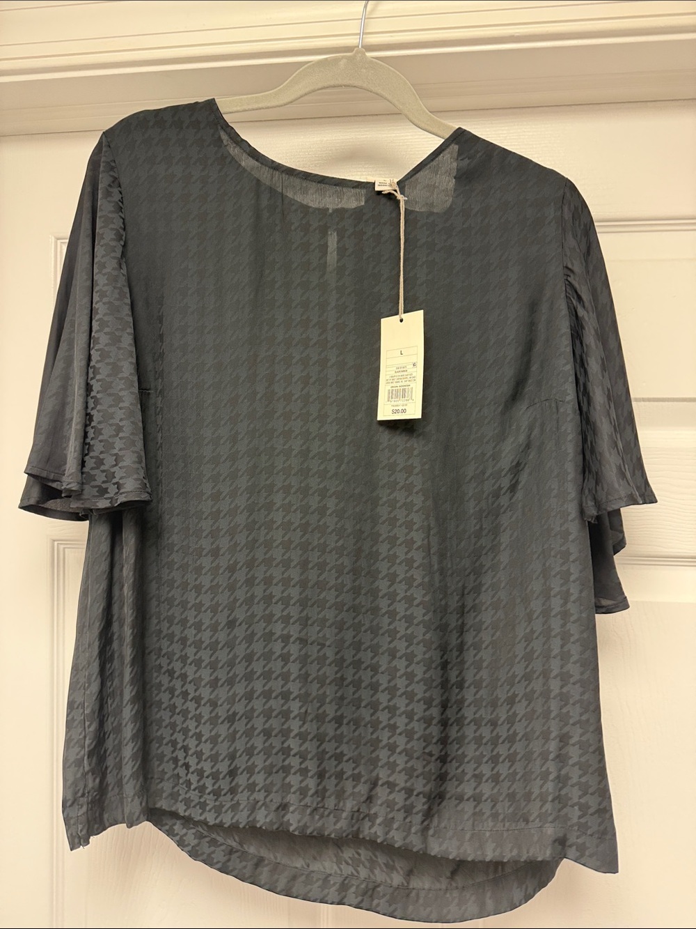 a new day Black Houndstooth Short Sleeve Blouse